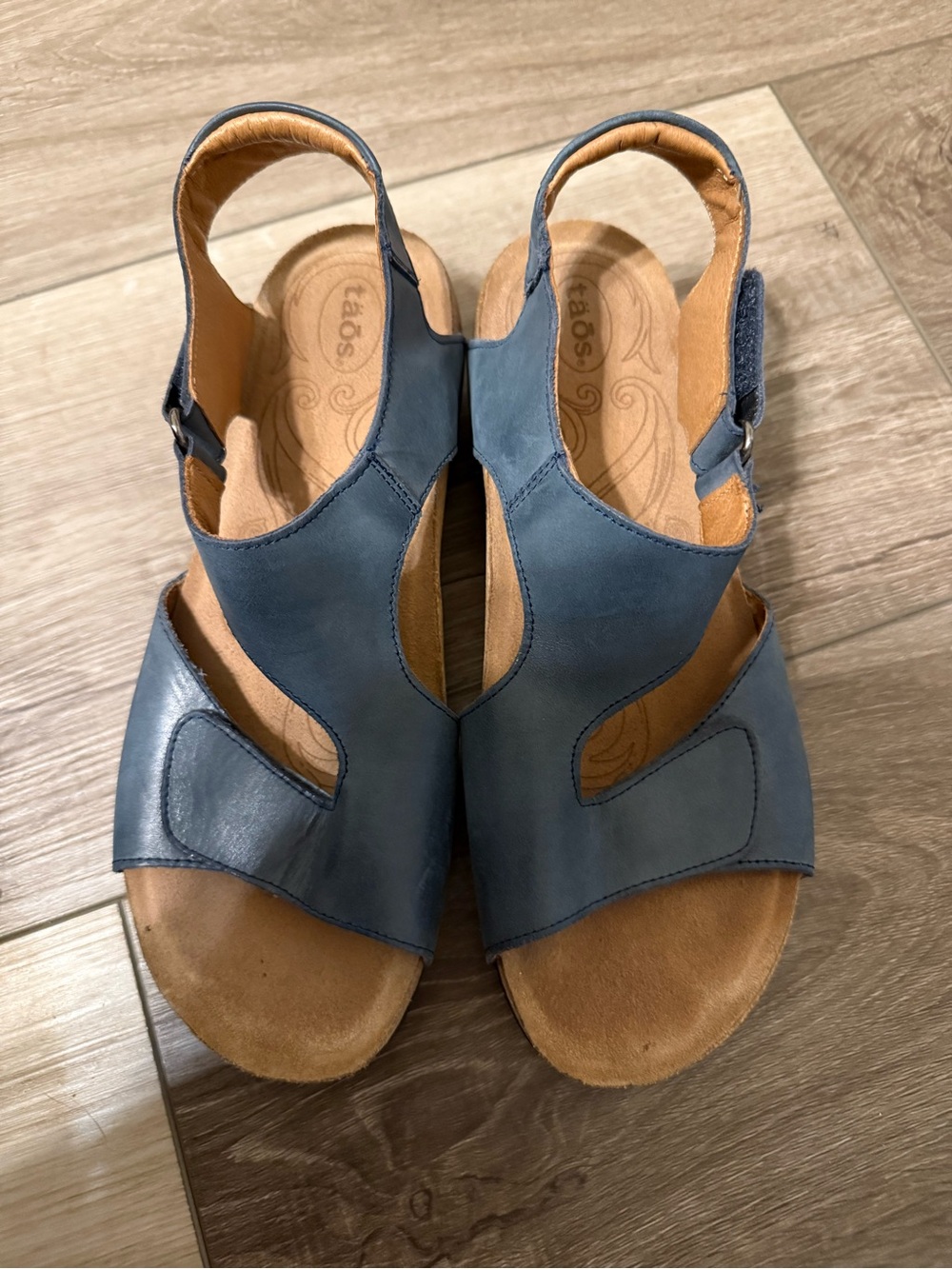 Taos Footwear Blue Leather Open-Side Slingback Sandals - Picture 7 of 8